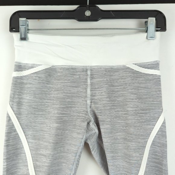 Lululemon Size 4 Run Pace Crop Women's White/Gray Ruched Sides Active Leggings - Picture 8 of 11